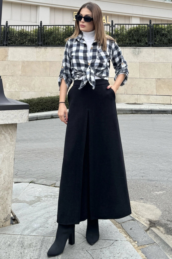 Black High Waisted Long Skirt BCBSK-25700-3464 - Choisy-le-Roi