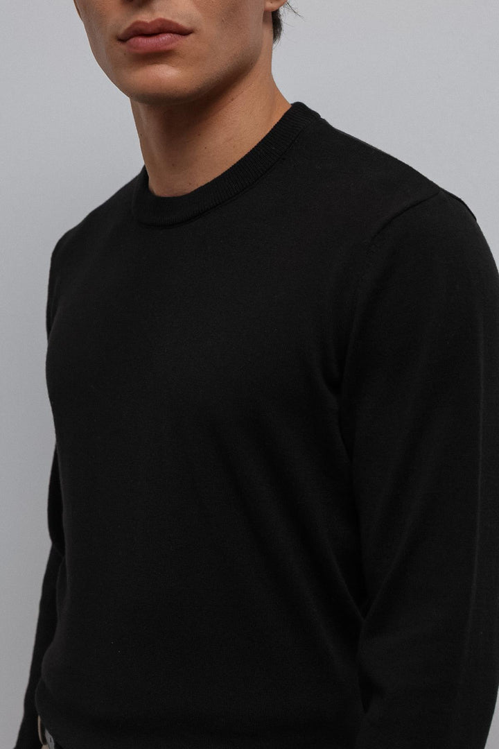 ANT Antioch Black Soft Textured Basic Men's Sweater - Odessa
