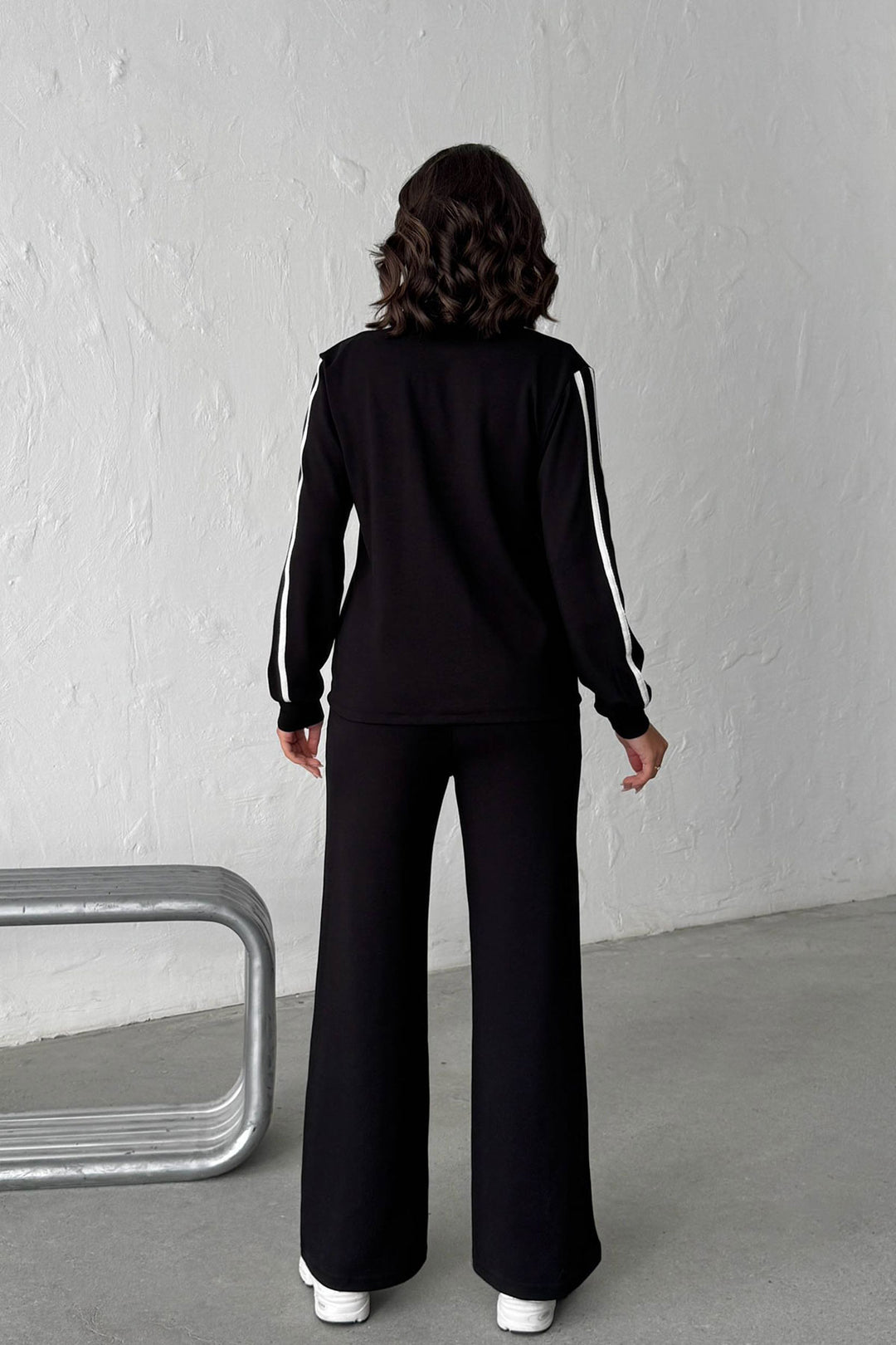 Black Soft Textured Palazzo Pants and Embroidered Shirt Set BCHN-25261025 - Tampico