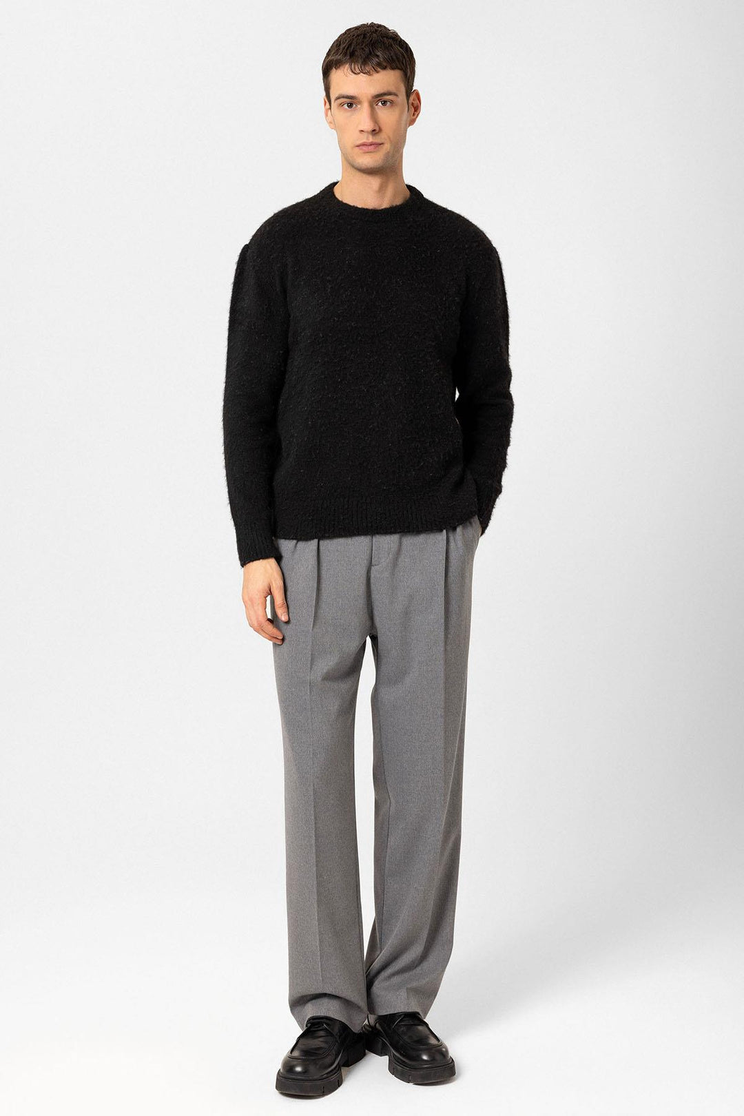 ANT Antioch Black Soft Textured Men's Sweater - Pen-y-Bont ar Ogwr