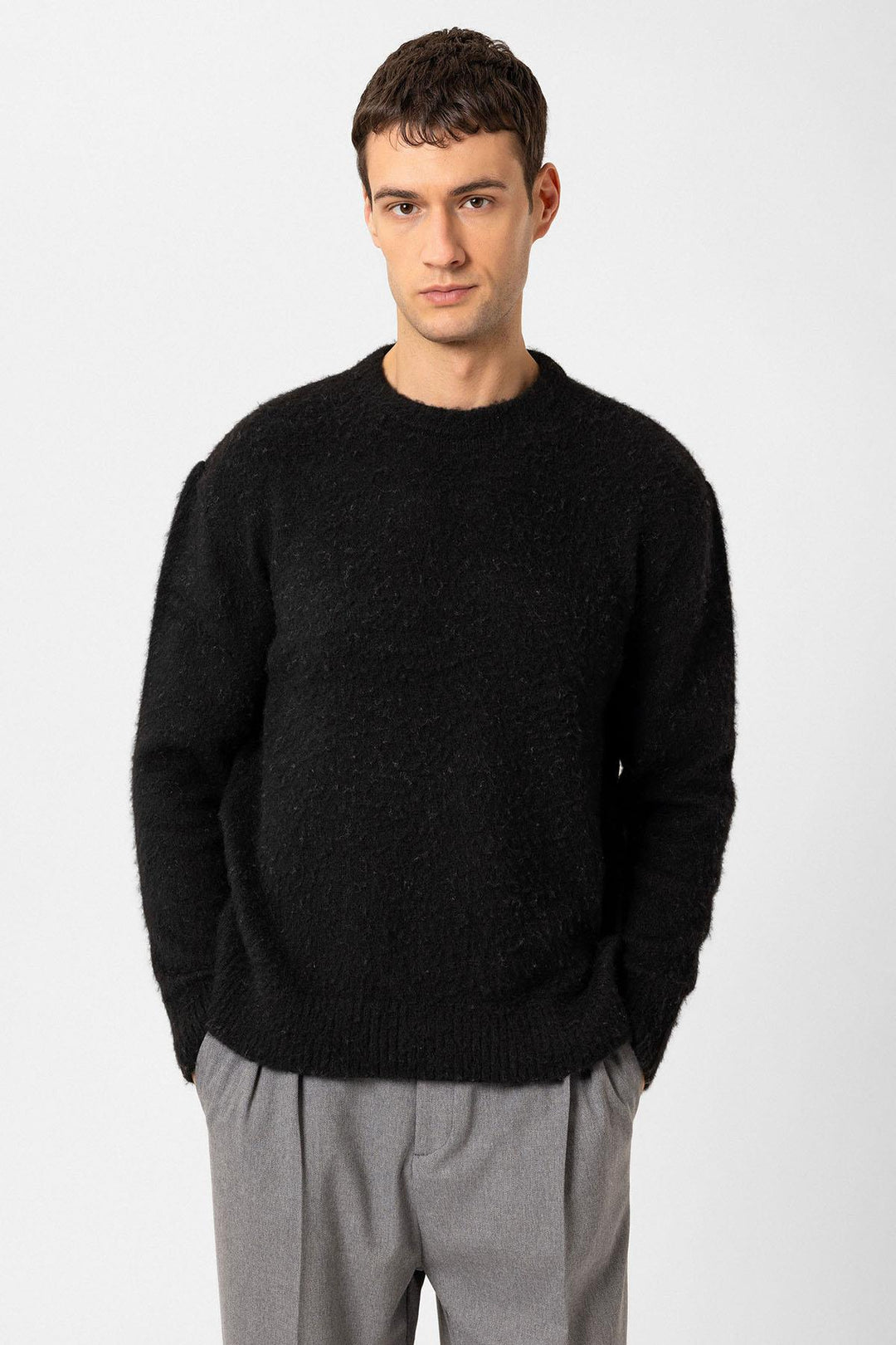 ANT Antioch Black Soft Textured Men's Sweater - Pen-y-Bont ar Ogwr