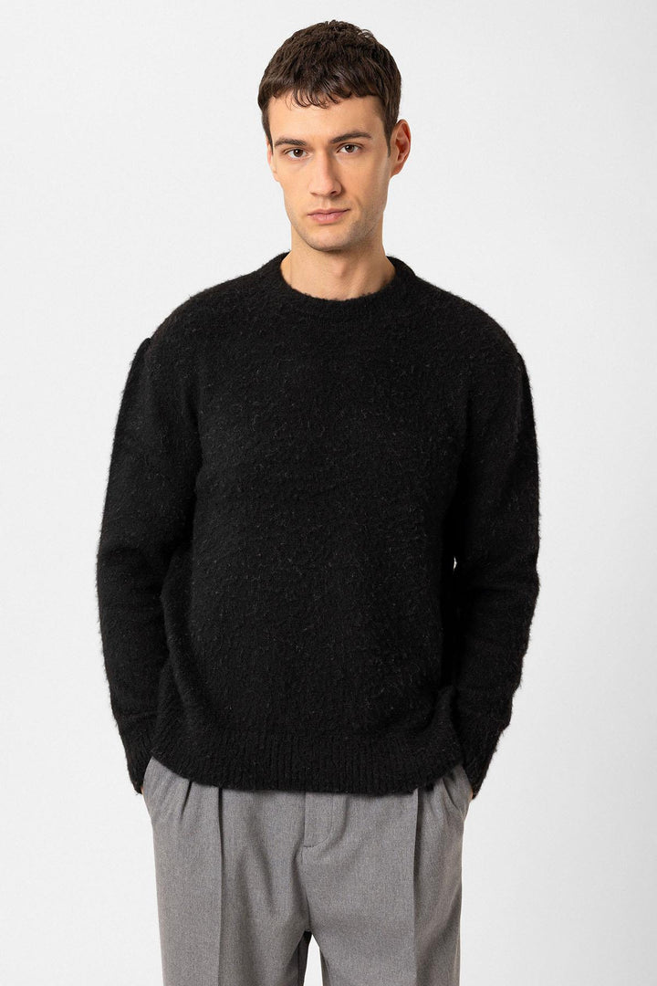 ANT Antioch Black Soft Textured Men's Sweater - Pen-y-Bont ar Ogwr
