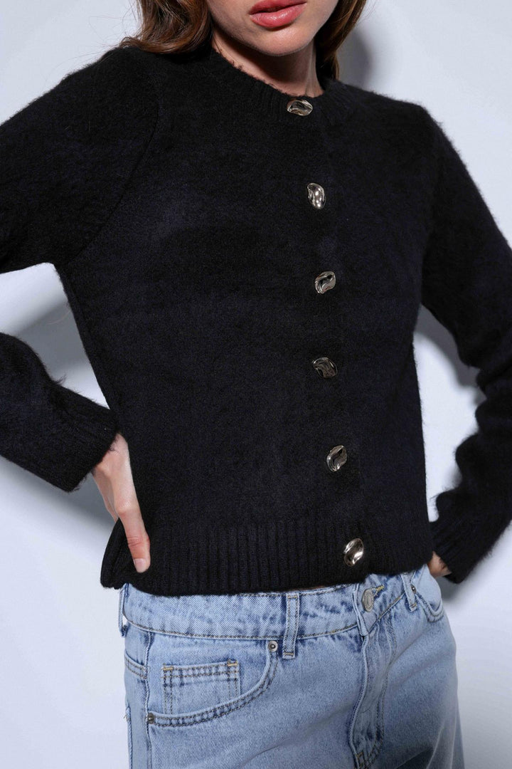 ANT Antioch Black Soft Textured Women's Cardigan - Pharr