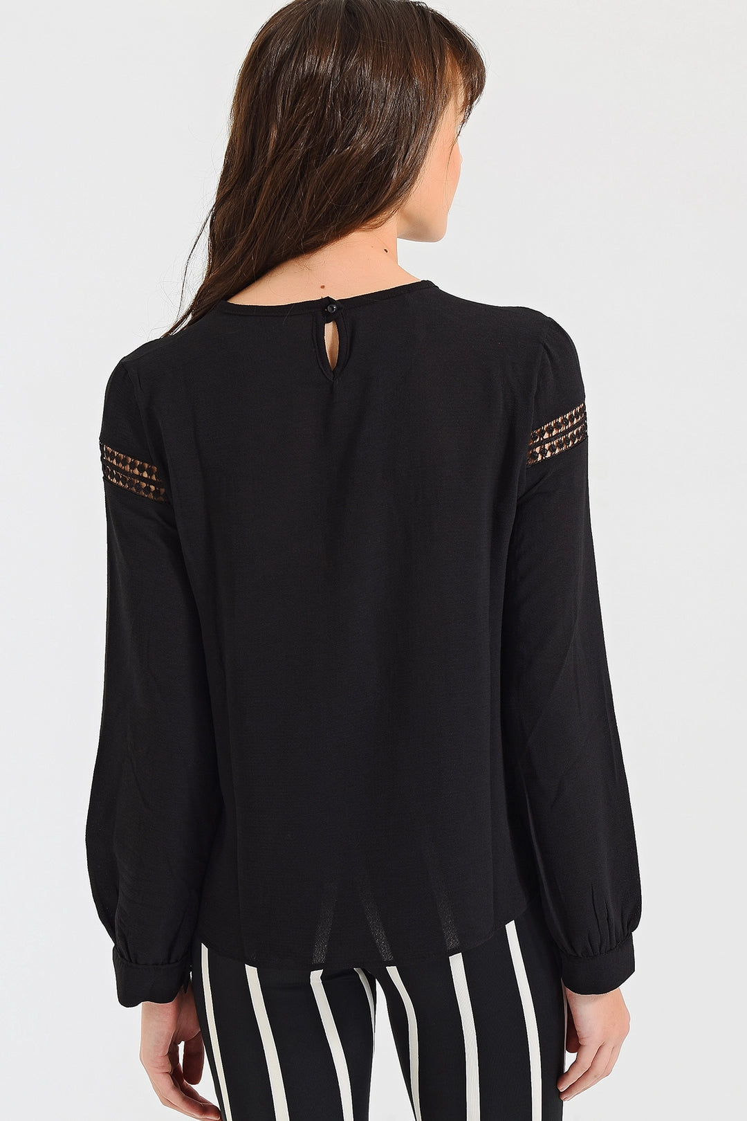 Black Soft Textured Oversized Blouse BCBSK-25700-2566 - Draguignan