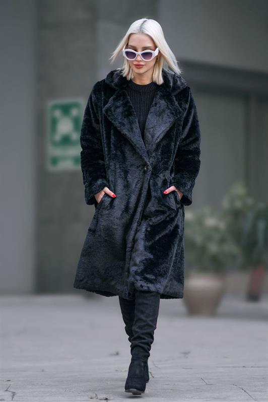 MDX Black Soft Textured Plush Coat MG1971 - Kissimmee
