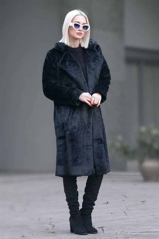 MDX Black Soft Textured Plush Coat MG1971 - Kissimmee