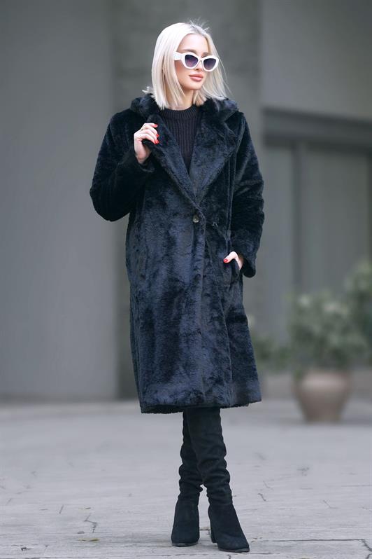 MDX Black Soft Textured Plush Coat MG1971 - Kissimmee