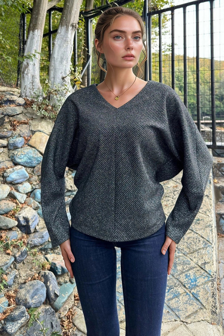 Black Soft Textured Knit Sweater BCBSK-25700-3659 - East Ham