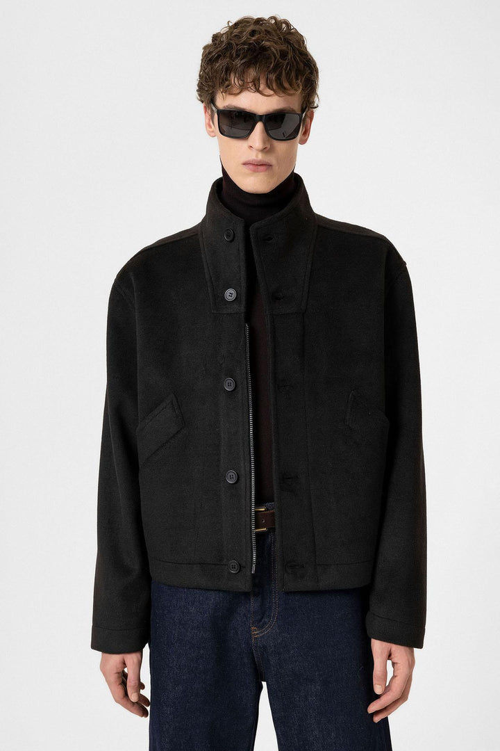 ANT Antioch Black Wool Blend Shawl Collar Men's Coat - Suffolk