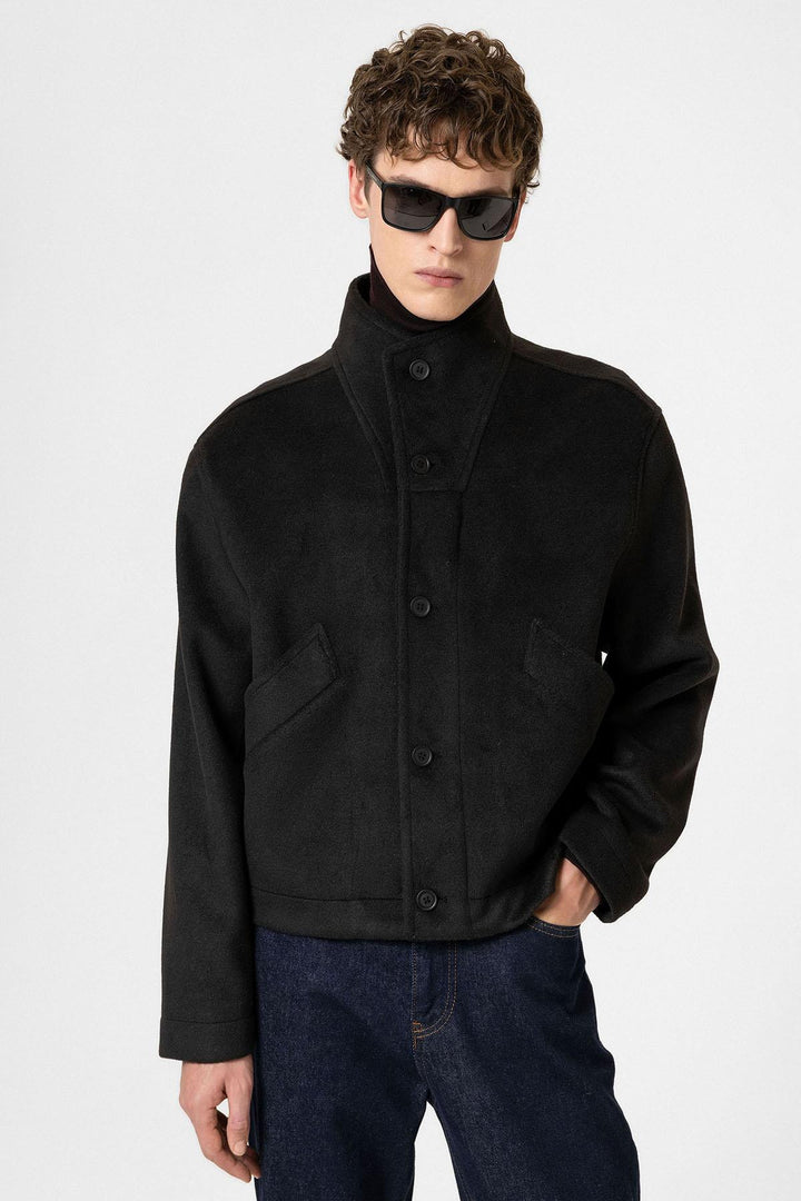 ANT Antioch Black Wool Blend Shawl Collar Men's Coat - Suffolk