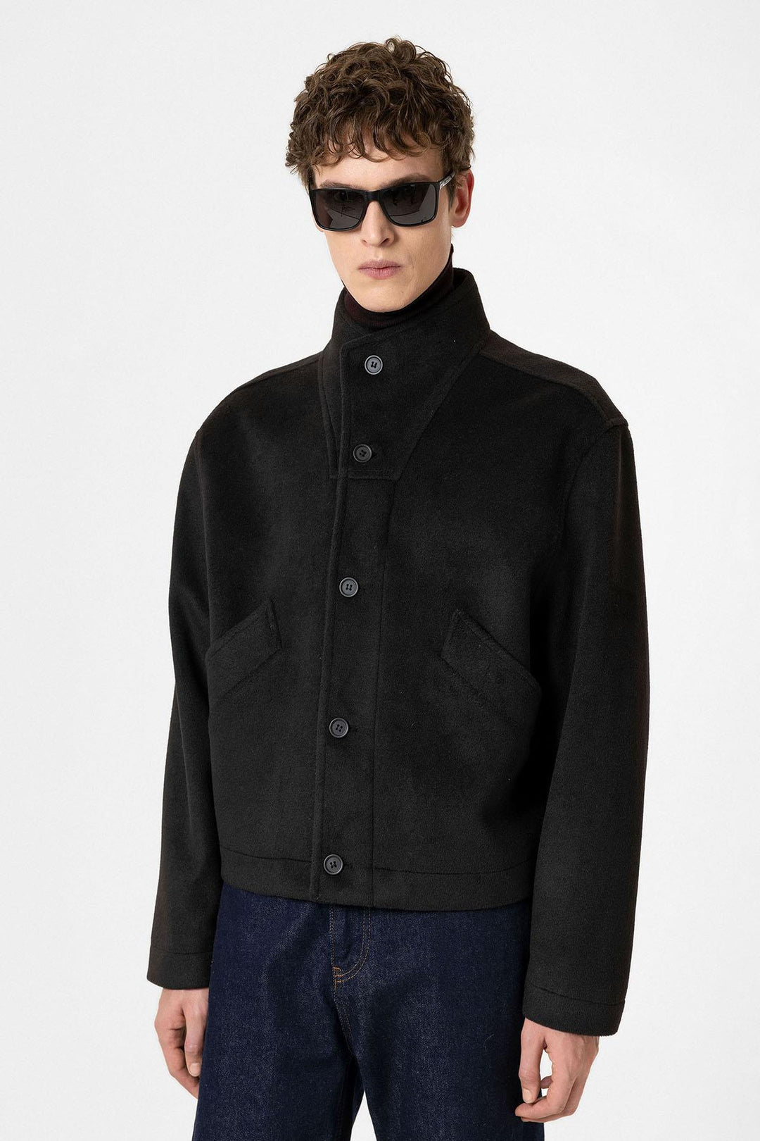 ANT Antioch Black Wool Blend Shawl Collar Men's Coat - Suffolk