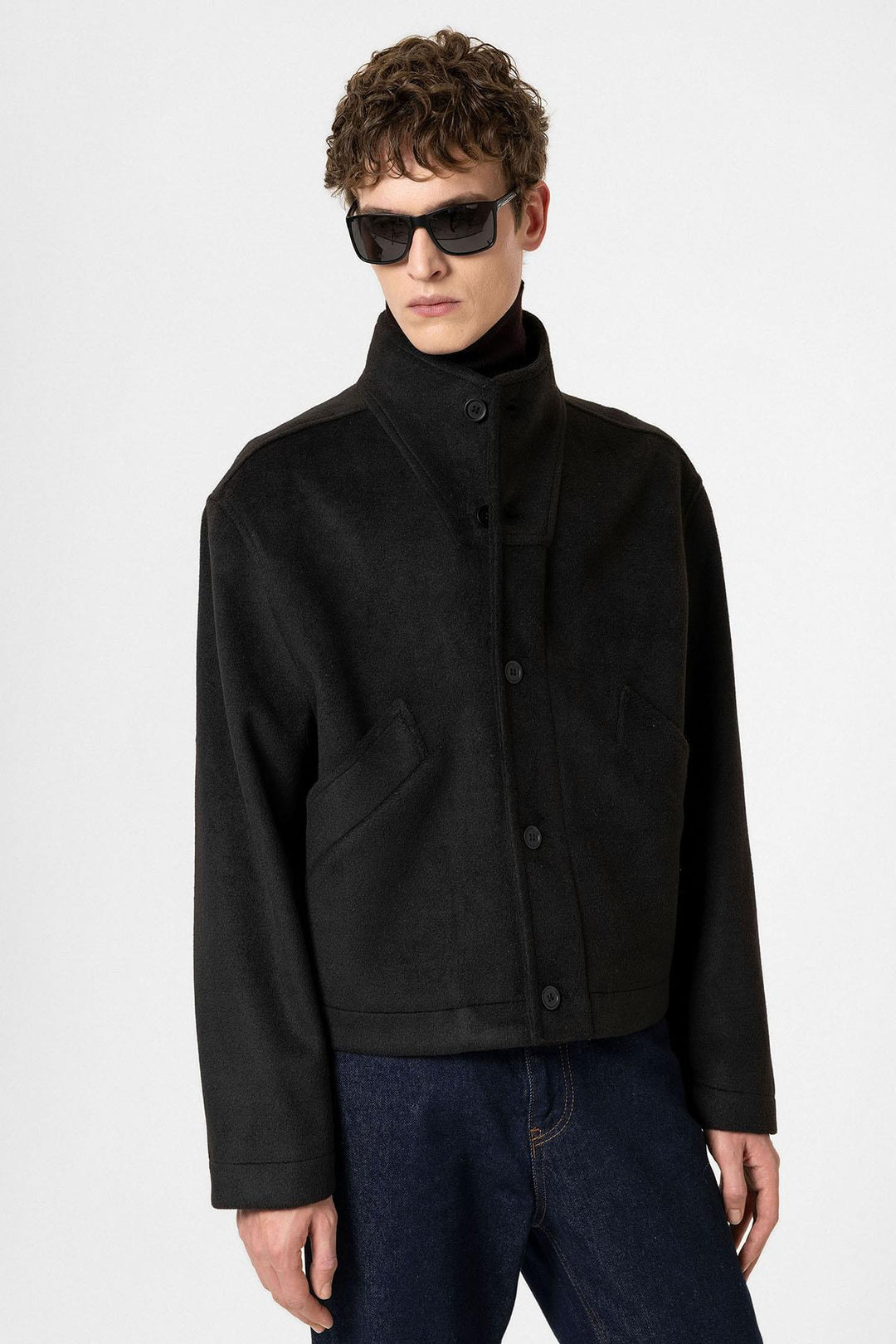 ANT Antioch Black Wool Blend Shawl Collar Men's Coat - Suffolk