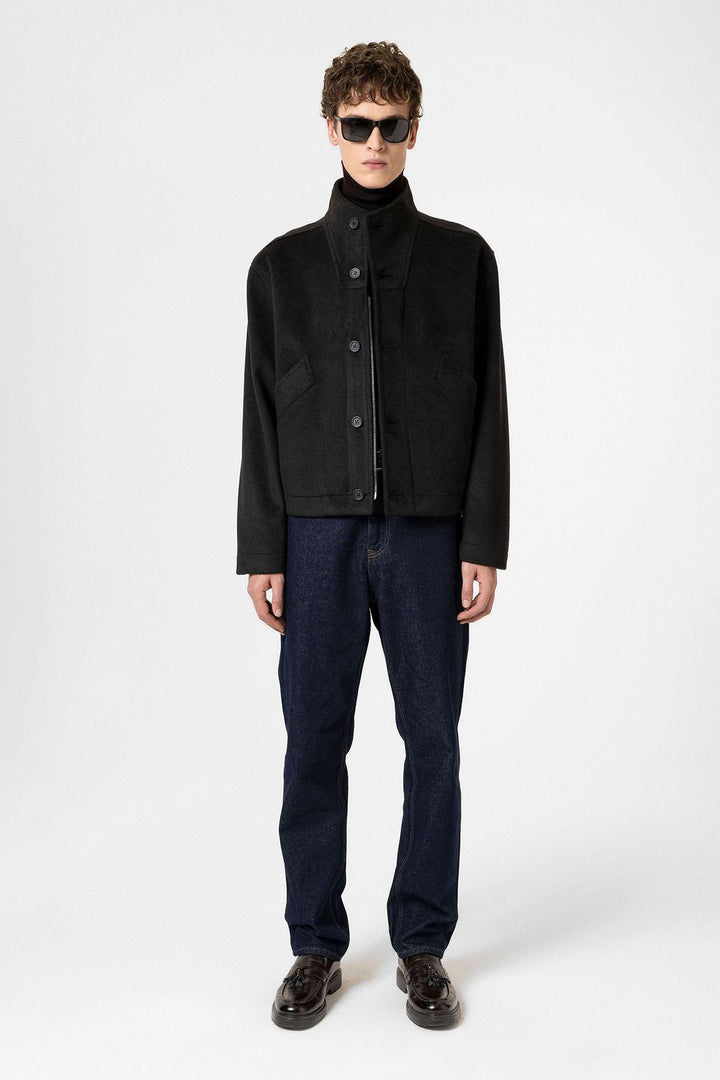 ANT Antioch Black Wool Blend Shawl Collar Men's Coat - Suffolk