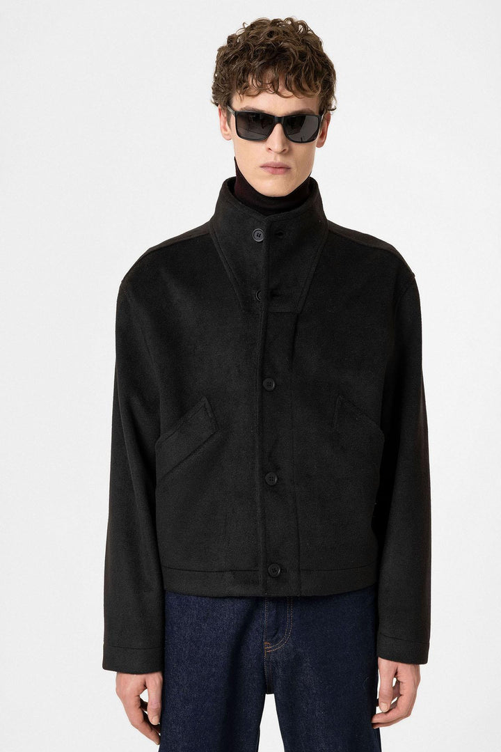 ANT Antioch Black Wool Blend Shawl Collar Men's Coat - Suffolk