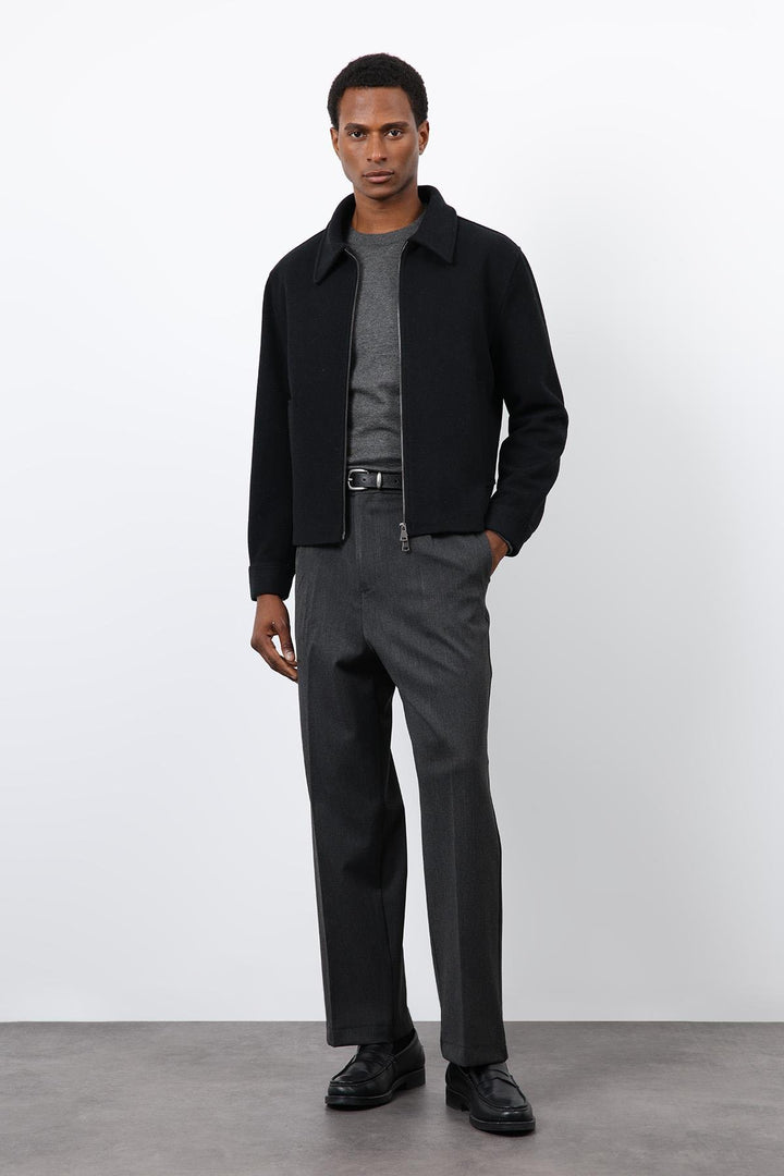 ANT Antioch Siyah Yün Karışımlı Erkek Ceket - Wedel