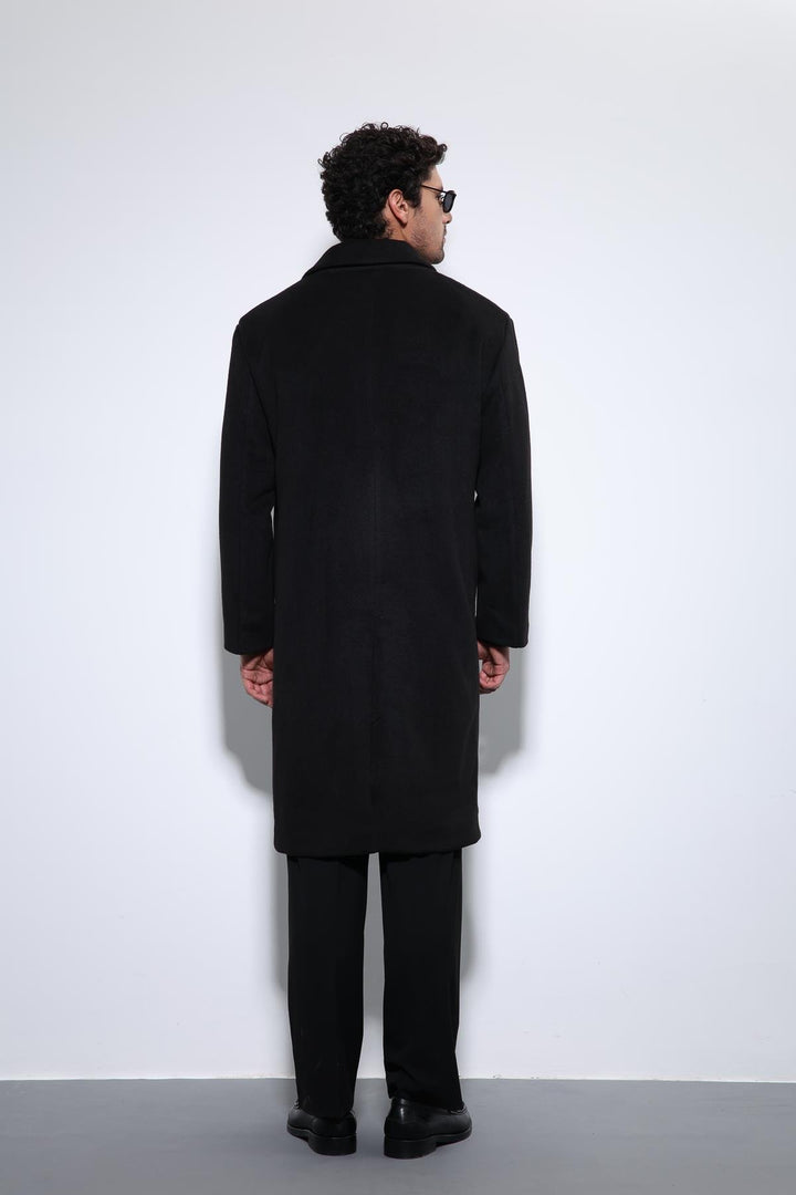 ANT Antioch Black Wool Blend Double-Breasted Men's Coat - Benalmádena