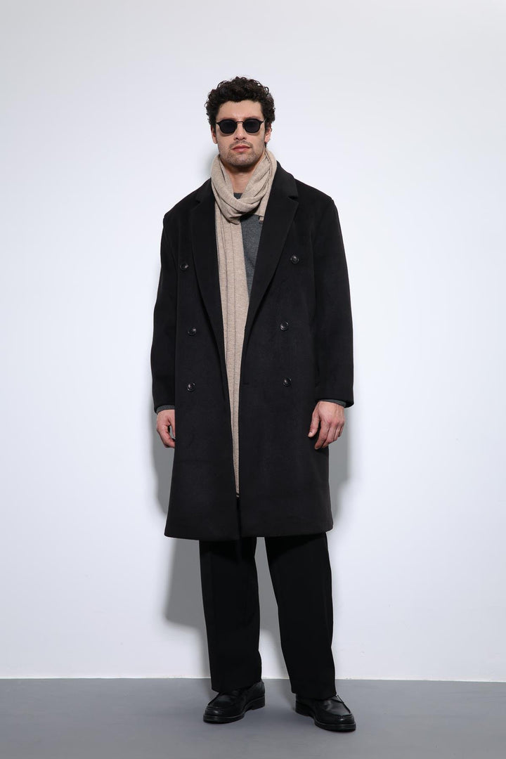 ANT Antioch Black Wool Blend Double-Breasted Men's Coat - Benalmádena