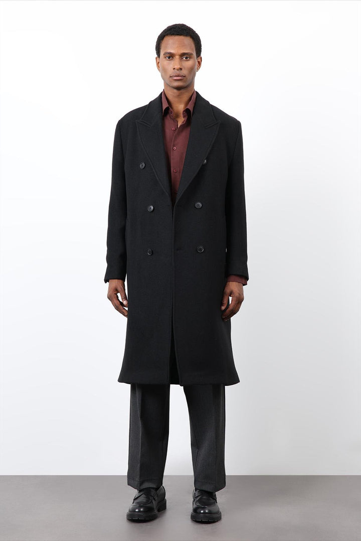 ANT Antioch Black Wool Blend Double-Breasted Men's Coat - Gennevilliers