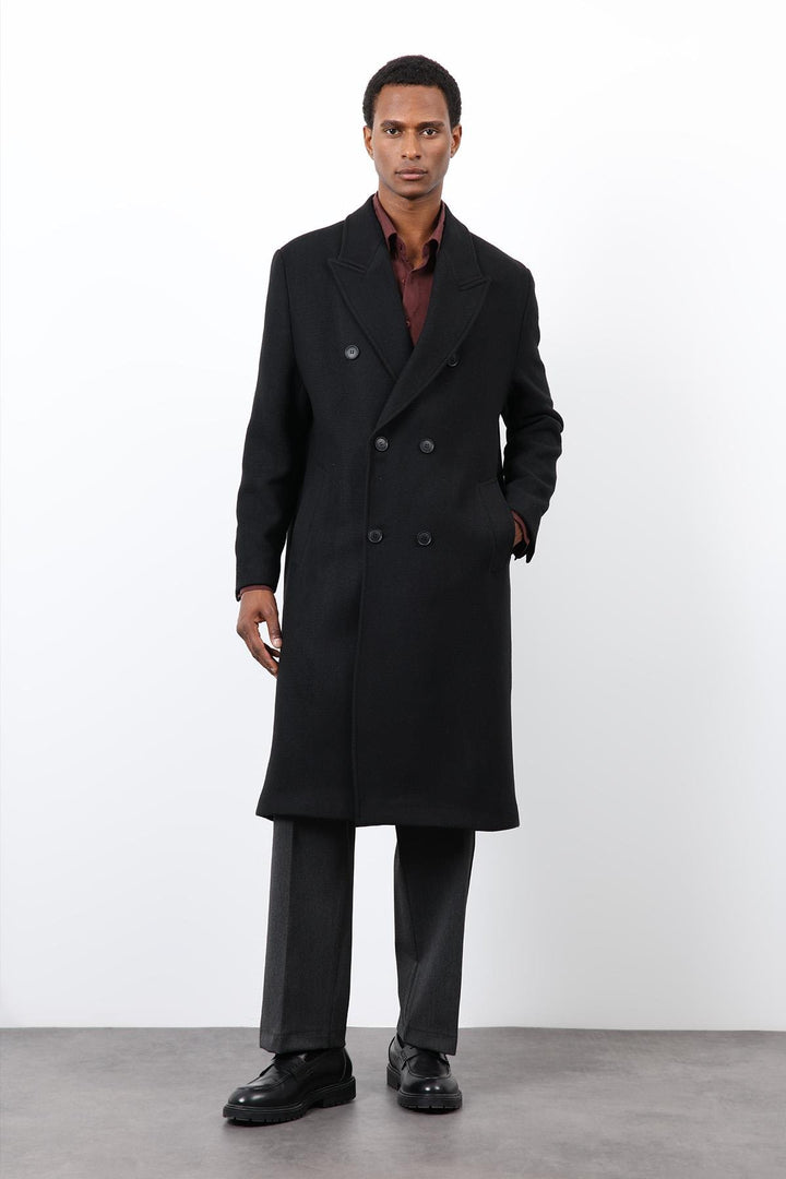 ANT Antioch Black Wool Blend Double-Breasted Men's Coat - Gennevilliers