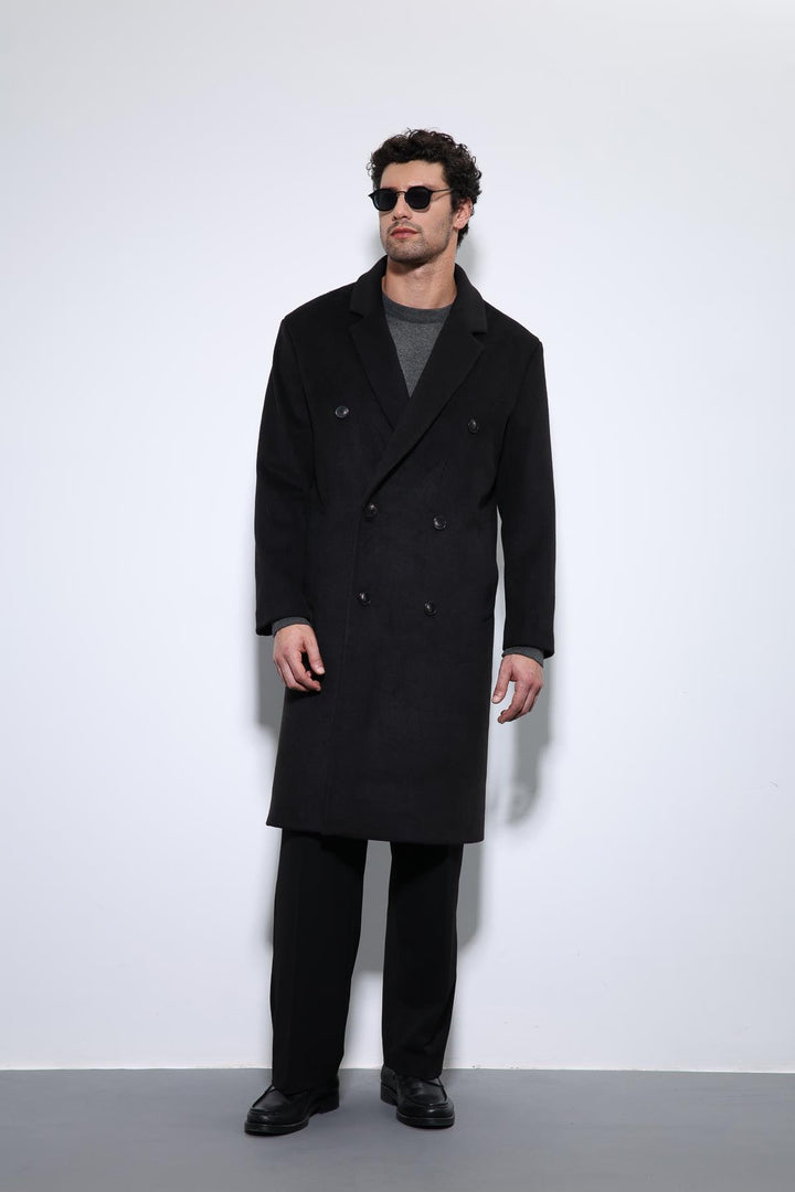 ANT Antioch Black Wool Blend Double-Breasted Men's Coat - Benalmádena