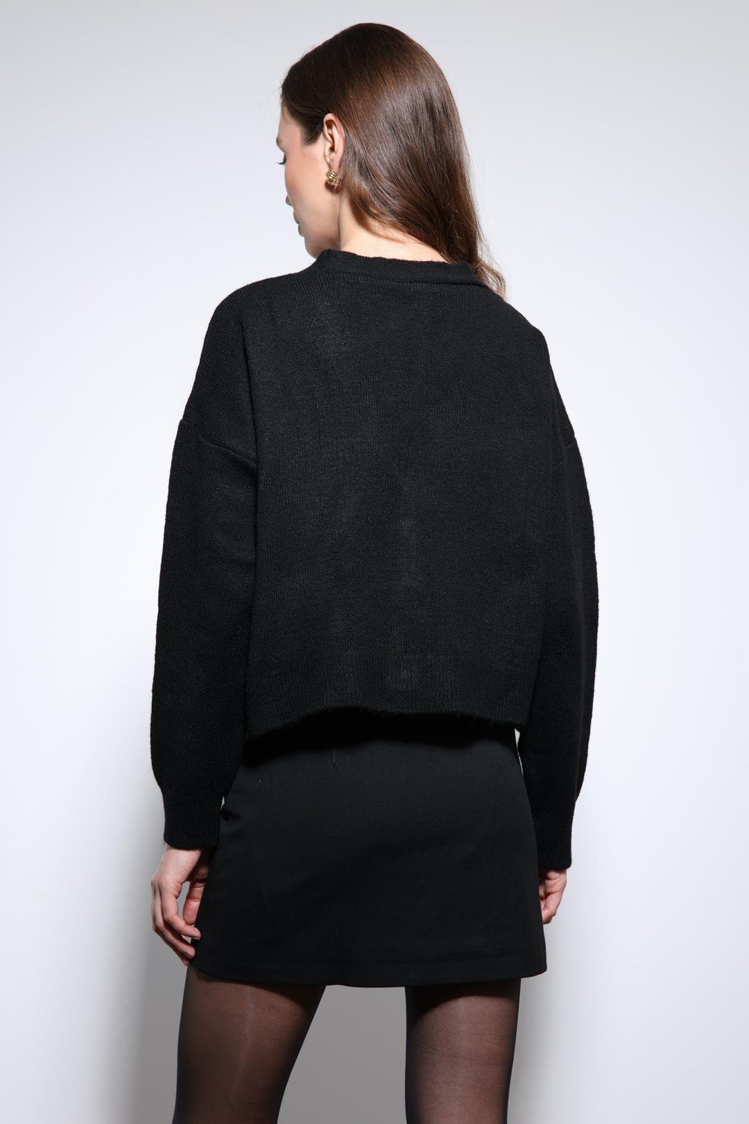 ANT Antioch Black Wool Blend Knitted Cardigan - Poti