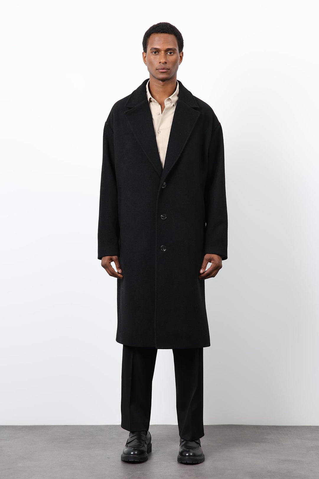ANT Antioch Black Wool Blend Oversized Men's Coat - Sahuayo de Morelos
