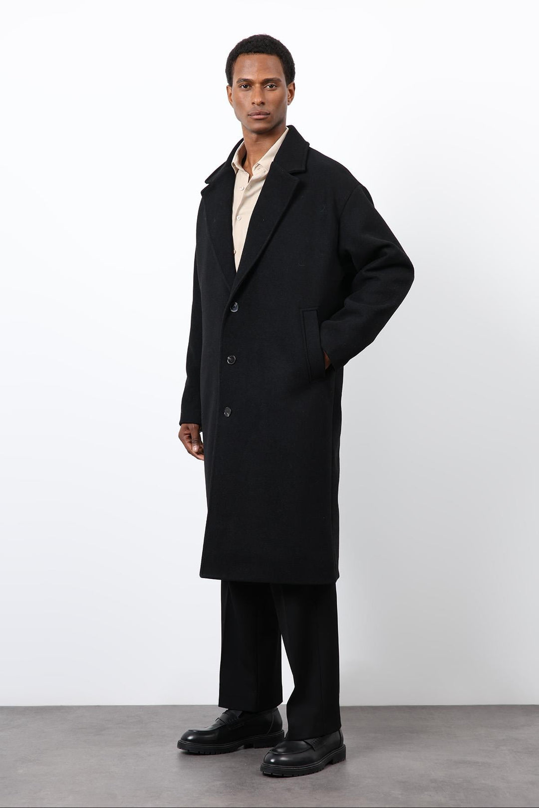 ANT Antioch Black Wool Blend Oversized Men's Coat - Sahuayo de Morelos