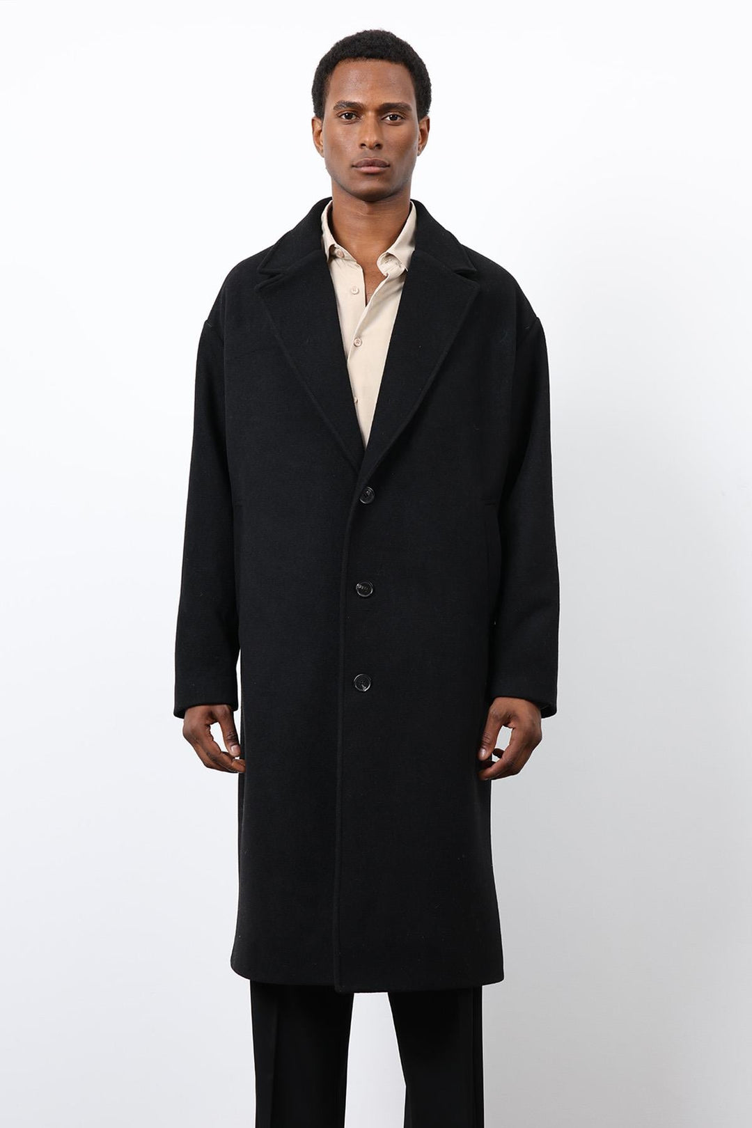 ANT Antioch Black Wool Blend Oversized Men's Coat - Sahuayo de Morelos