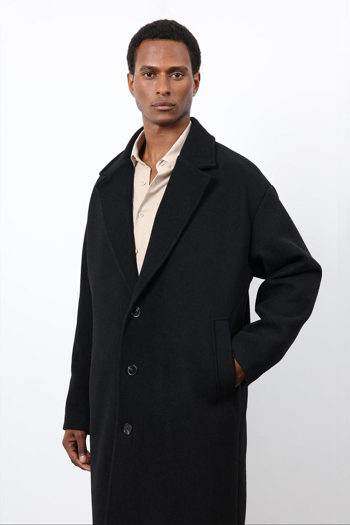 ANT Antioch Black Wool Blend Oversized Men's Coat - Sahuayo de Morelos