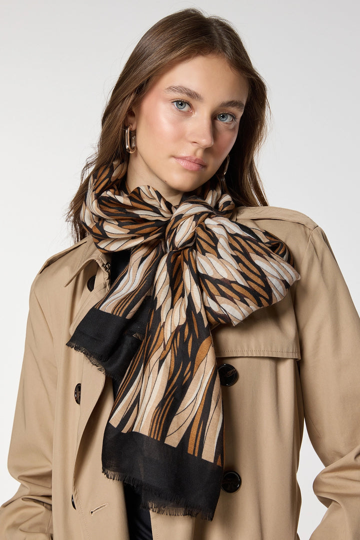 Black Zigzag Patterned Shawl BCNSV-2515061 - Cheltenham