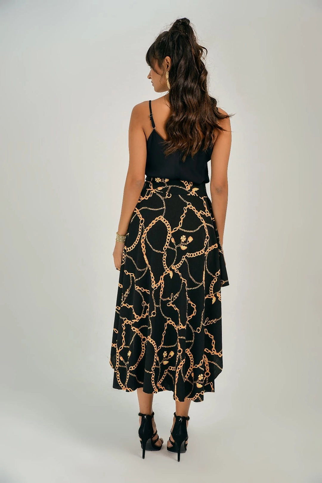 Black Chain Patterned Long Skirt BCBSK-25700-T4010390 - Kansas City