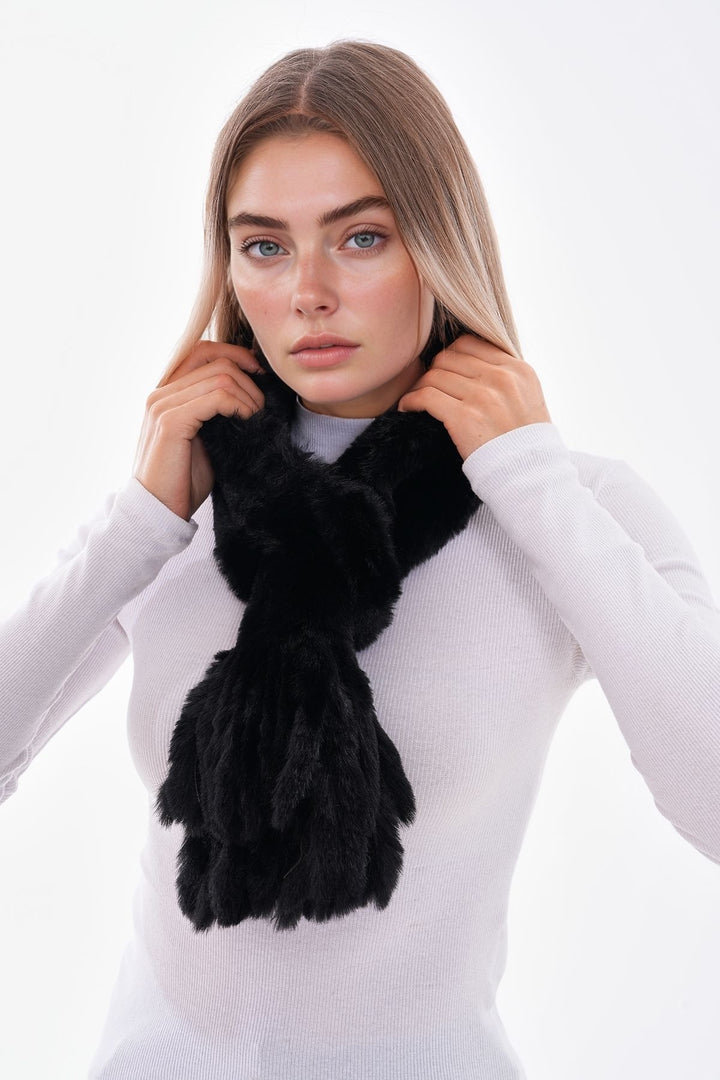 Black Plush Scarf Neck Warmer BCNSV-25WT1018 - Guasave