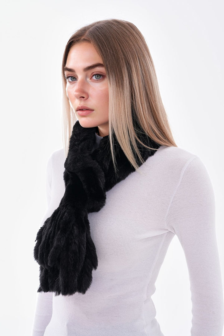 Black Plush Scarf Neck Warmer BCNSV-25WT1018 - Guasave