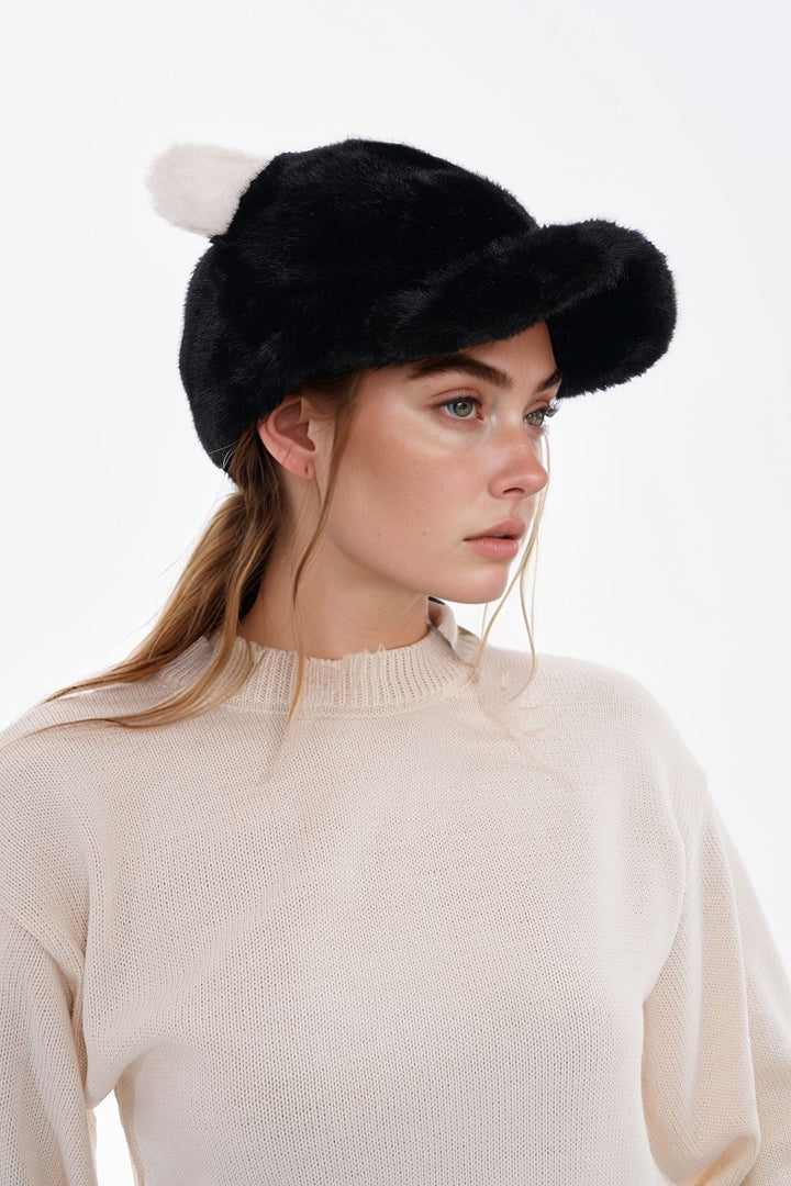 Black Rabbit Ear Plush Cap BCNSV-25WT1113 - San Juan