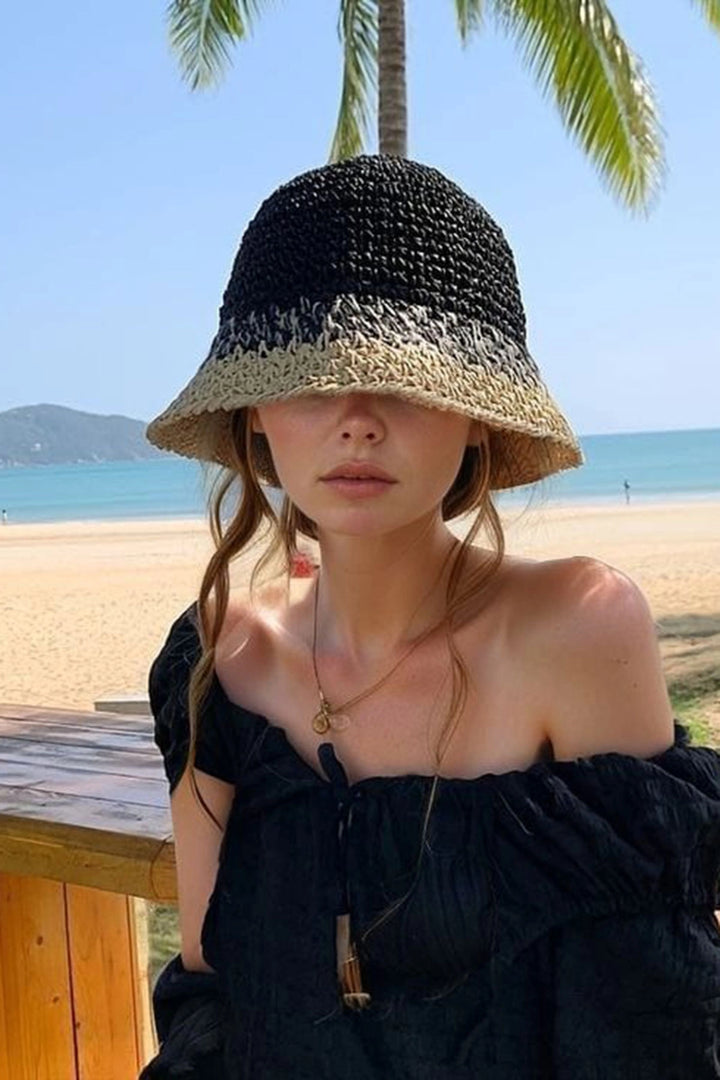 Black Hand Knitted Straw Hat BCNSV-2514404 - Avezzano