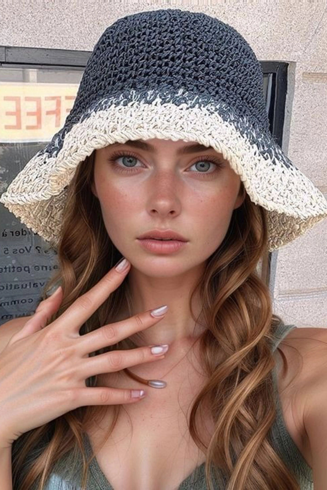 Black Hand Knitted Straw Hat BCNSV-2514404 - Avezzano