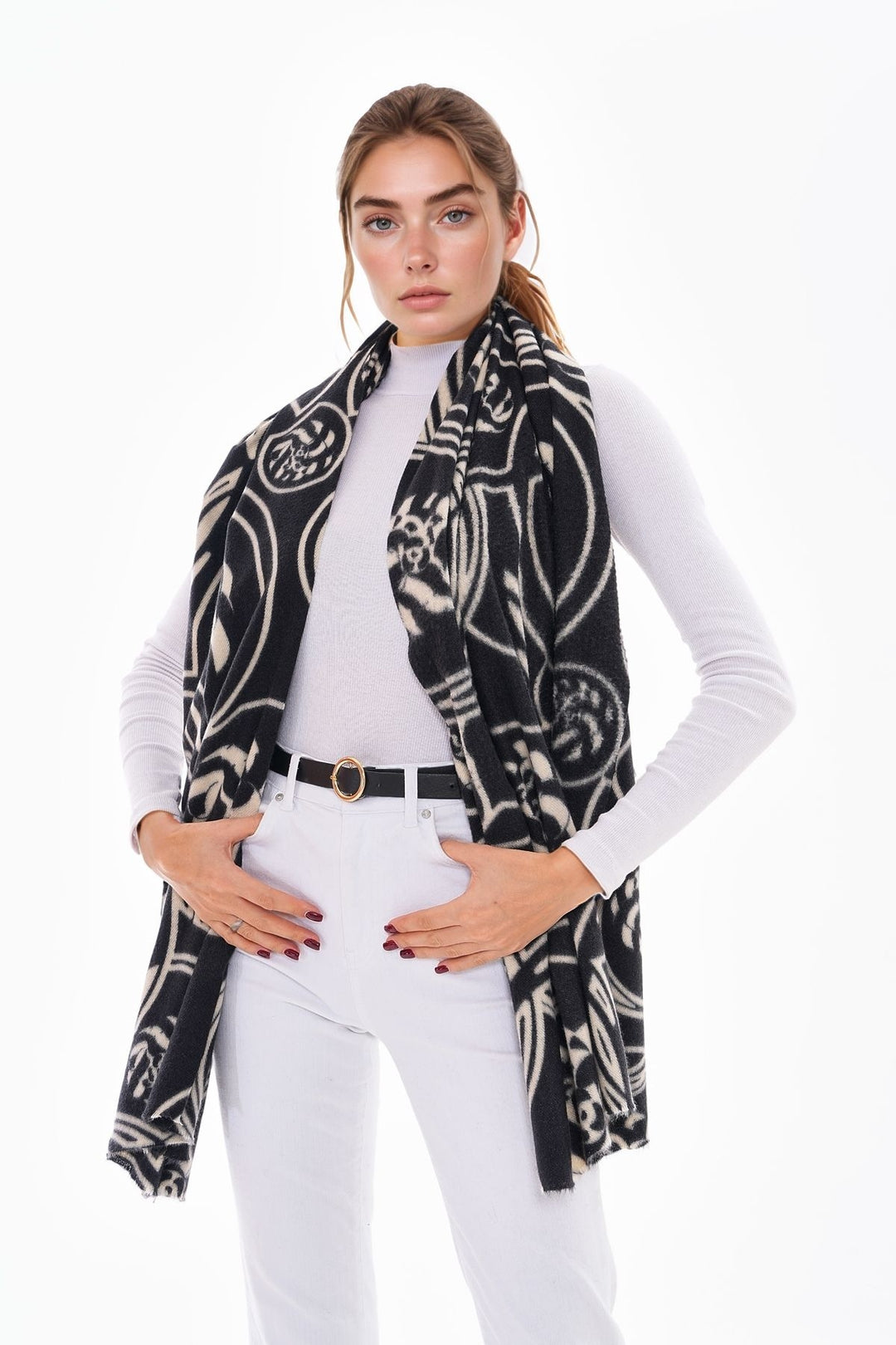 Black3 Patterned Colorful Scarf BCNSV-25WT1022 - Palo Alto