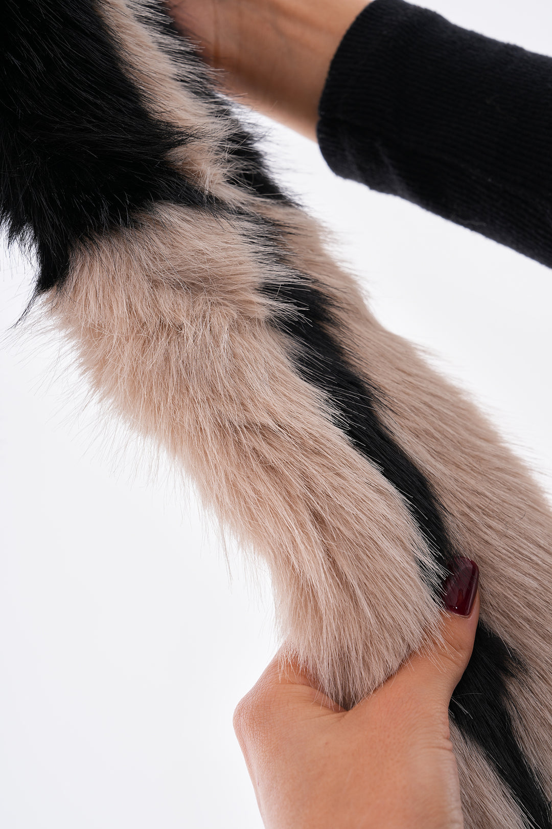 Black-Beige Faux Fur Scarf Neck Warmer BCNSV-25WT1018 - Bad Vilbel