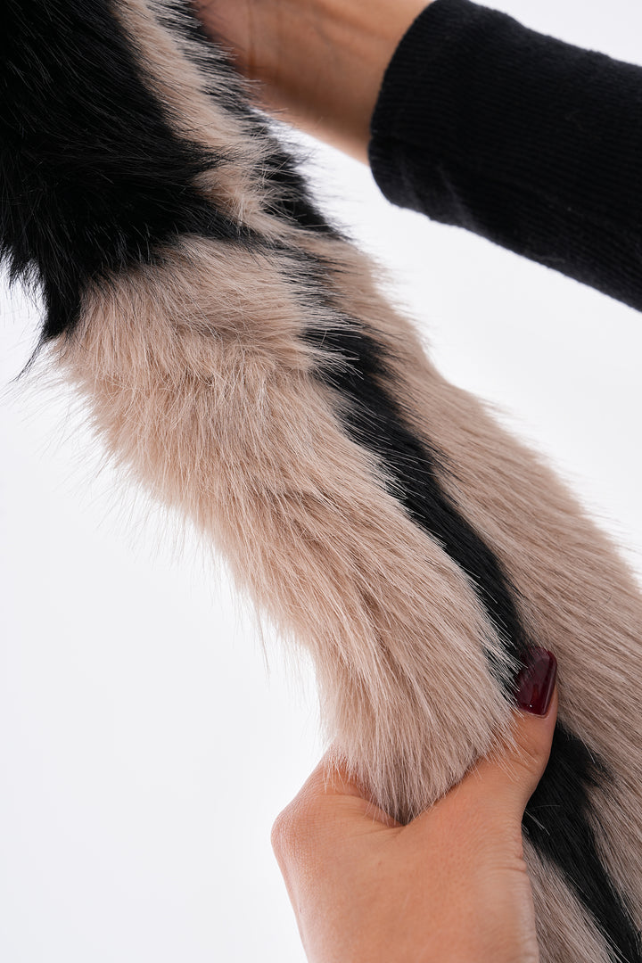 Black-Beige Faux Fur Scarf Neck Warmer BCNSV-25WT1018 - Bad Vilbel