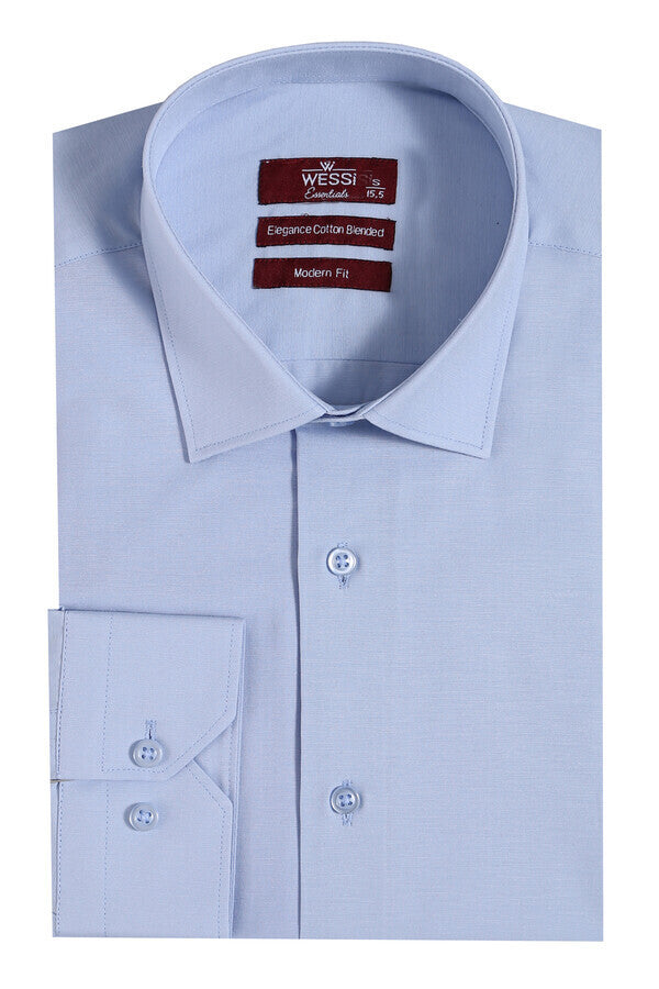 WSS Sky Blue Plain Long Sleeves Regular Fit Shirt  - Gavá
