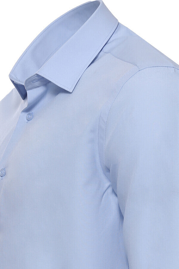 WSS Sky Blue Plain Long Sleeves Regular Fit Shirt  - Gavá