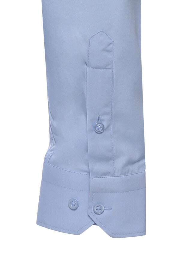 WSS Sky Blue Plain Long Sleeves Regular Fit Shirt  - Gavá