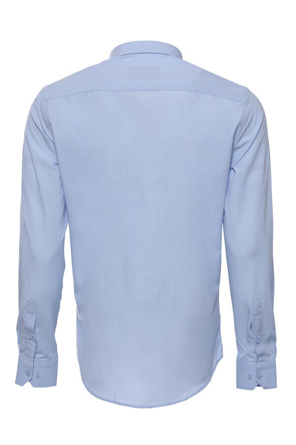 WSS Sky Blue Plain Long Sleeves Regular Fit Shirt  - Gavá