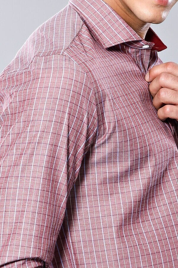 WSS Slim-Fit Burgundy Plaid Shirt  - Huber Heights