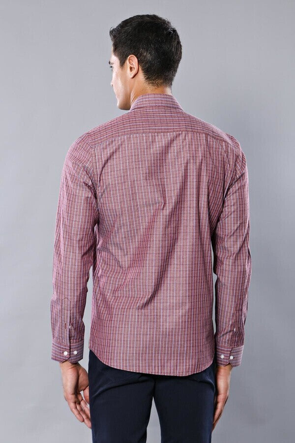 WSS Slim-Fit Burgundy Plaid Shirt  - Huber Heights