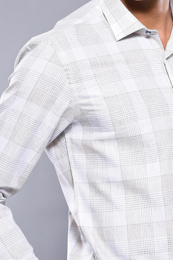 WSS Slim Fit Checked Beige Shirt  - Parsippany-Troy Hills