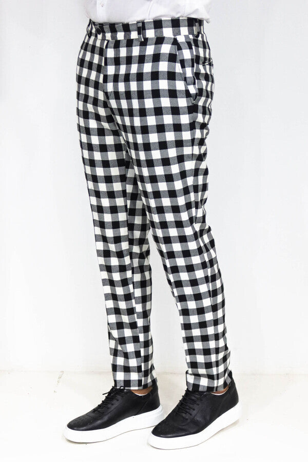 WSS Slim Fit Checked Black Men Pants  - Bacău
