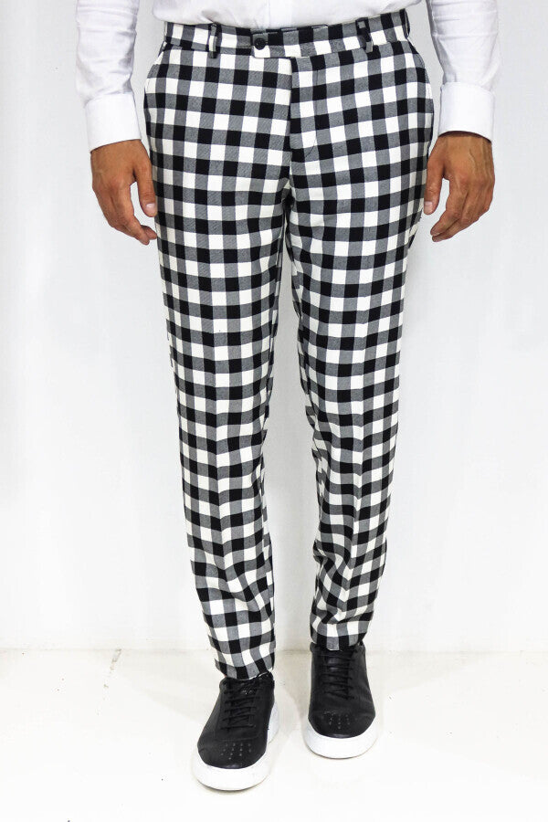 WSS Slim Fit Checked Black Men Pants  - Bacău