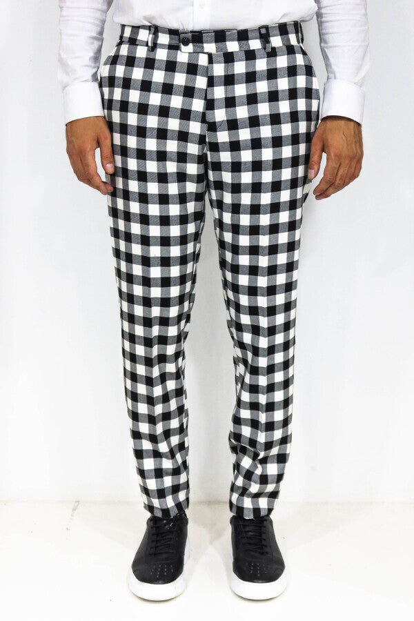 WSS Slim Fit Checked Black Men Pants  - Bacău