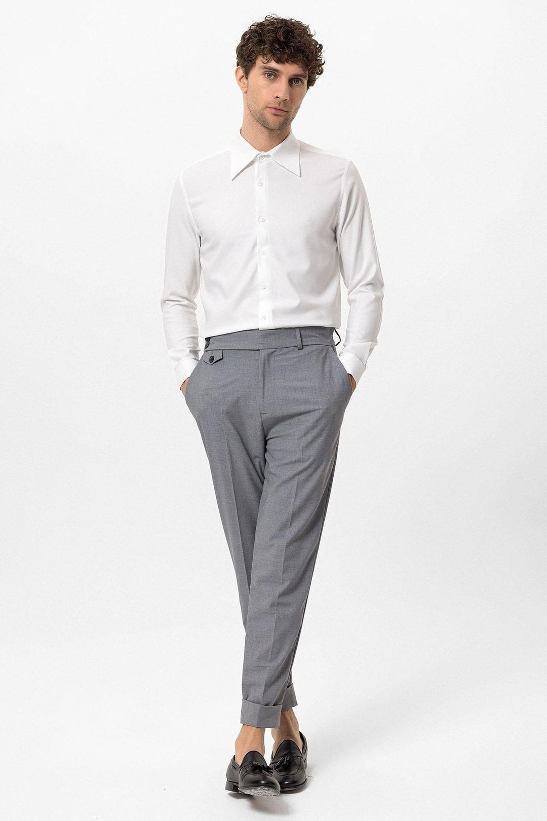 ANT Slim Fit Men's Long Sleeve Wide Collar Shirt - Providence